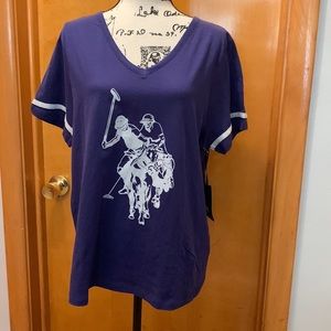US Polo Association short sleeve v-neck blue shirt